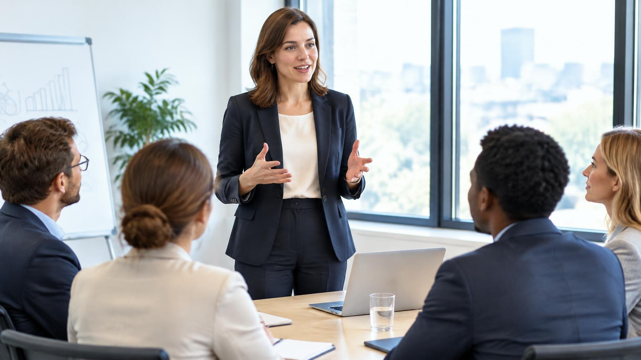 Presenter speaking to a small group during a workshop